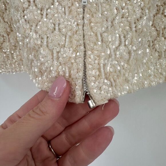 Vintage Handmade Wool Sequin Encrusted Cavanagh’s Off White Sweater Size S Party - Picture 7 of 13